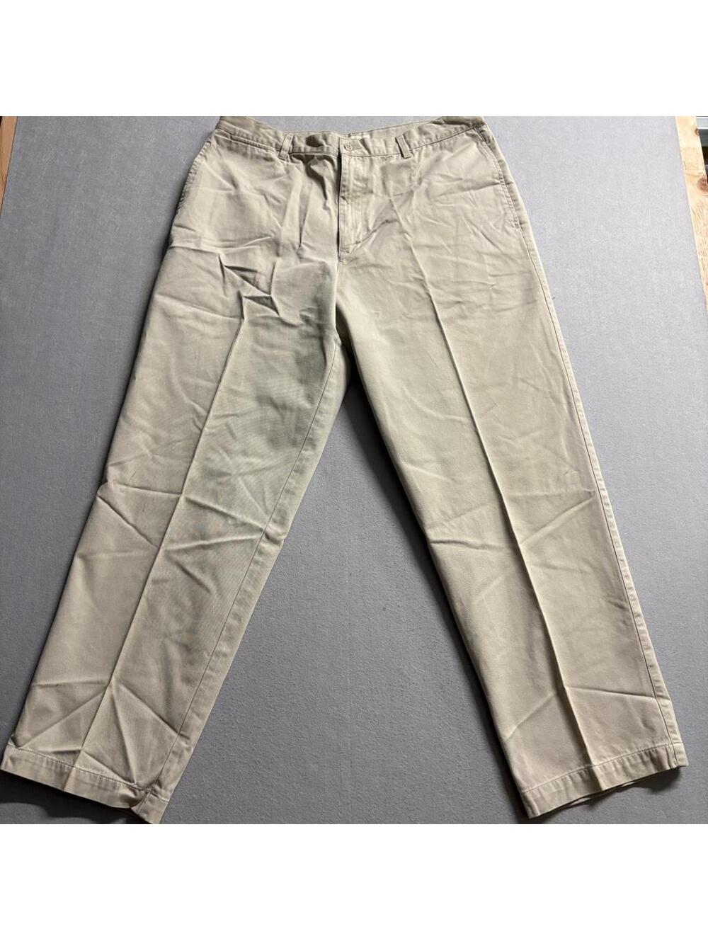 Merona Mens Chino Pants 38x32 Beige Khaki 100% Cotton Flat Front Casual